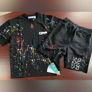 Off white short with the shirt set / off white x maris splatter pocket